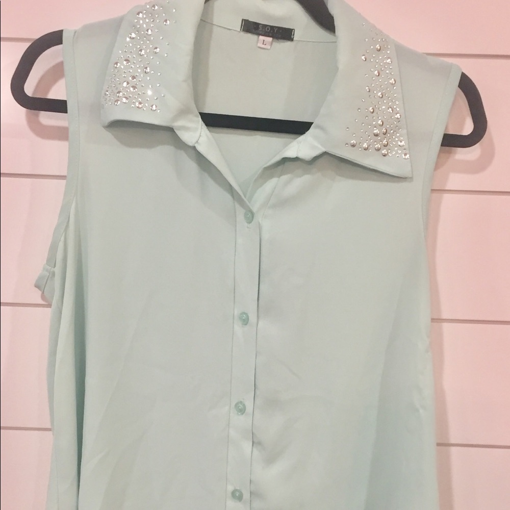 Studded Mint Blouse